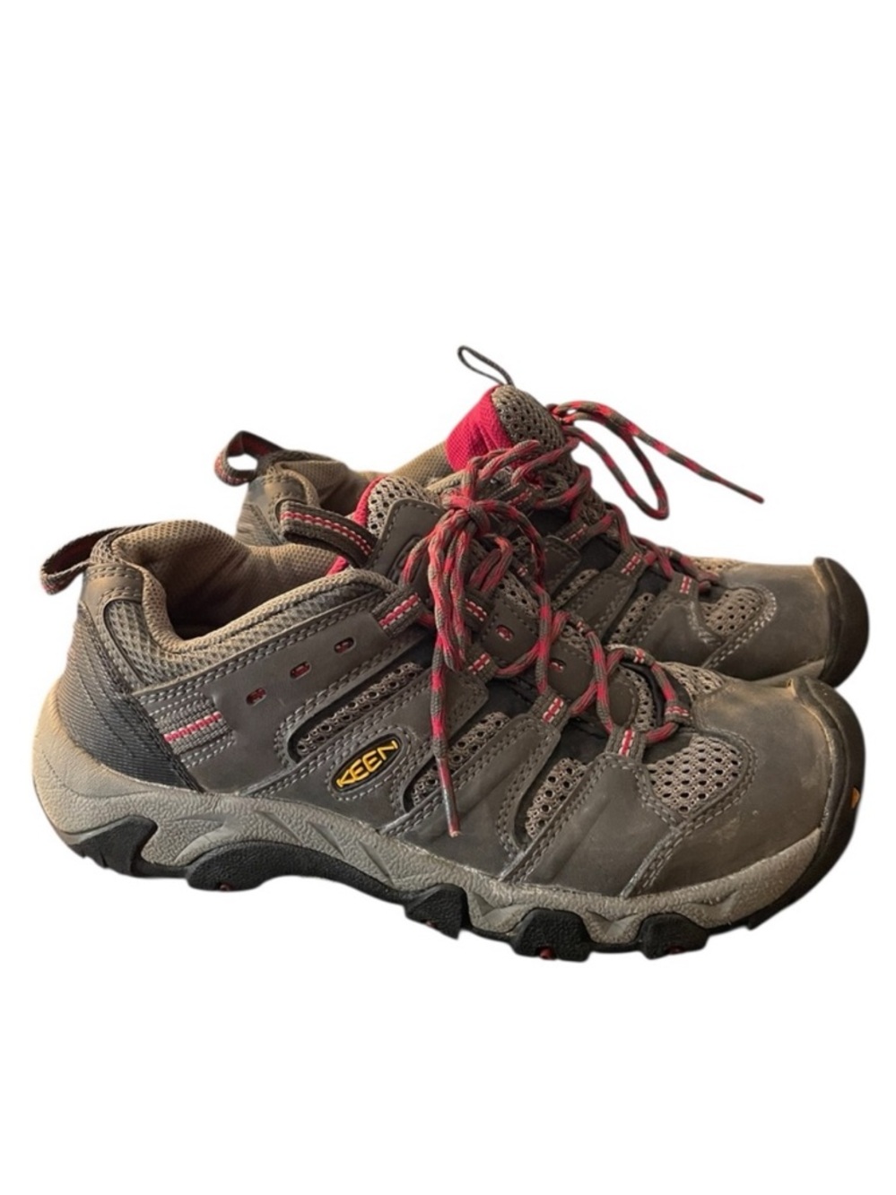 G5- Women’s 6.5 Keen Gray Trail Shoes with Pink Highlights
